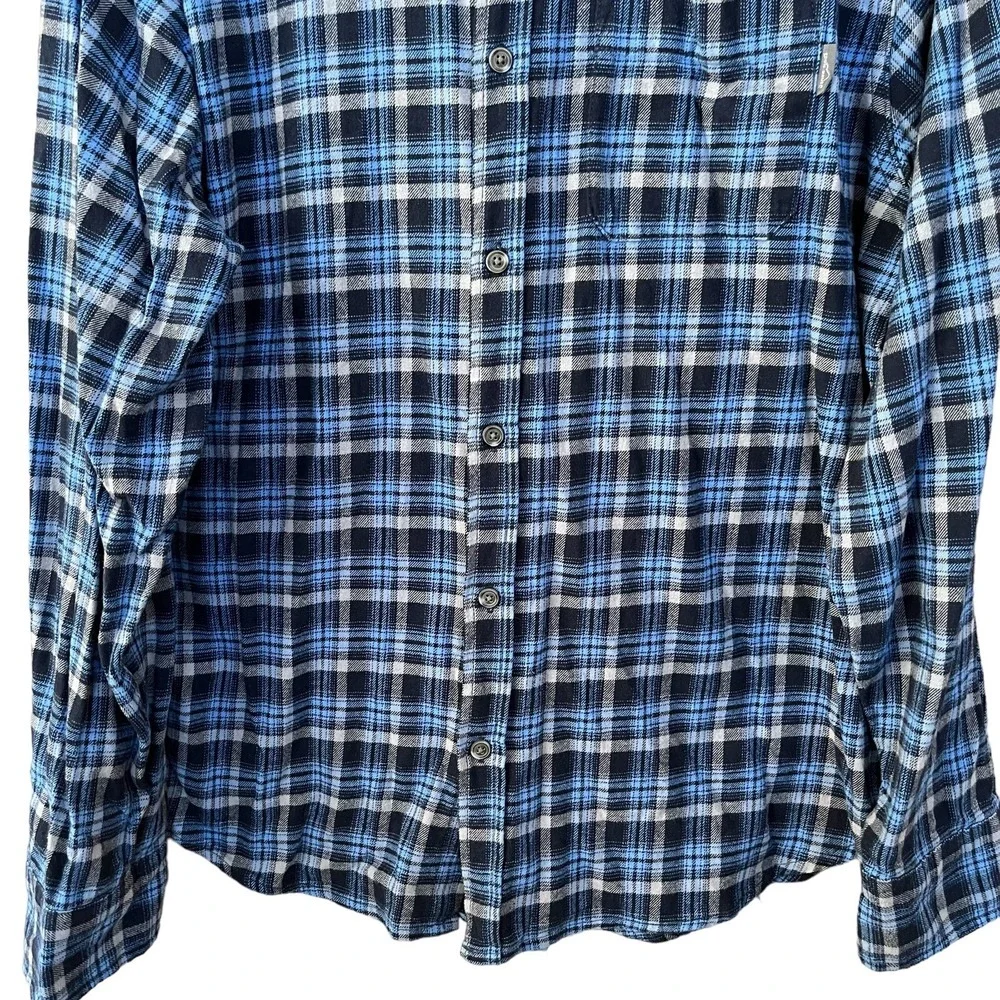 Eddie Bauer Flannel Shirt Mens XXL Blue Plaid Long Sleeve Camp Workwear Button